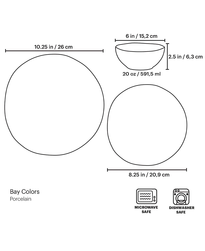 Lenox Bay Colors Solid 12 Pc. Dinnerware Set, Service for 4
