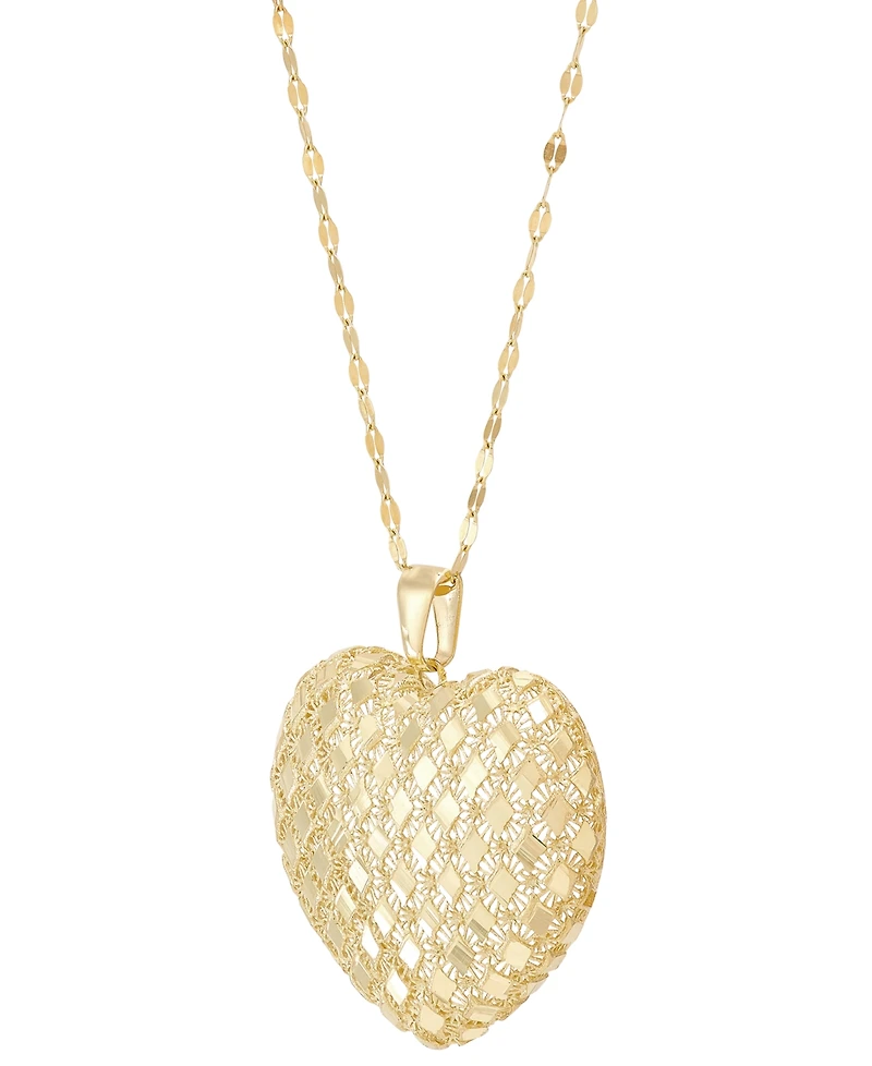 Italian Gold Openwork Heart 18" Pendant Necklace in 10k Gold