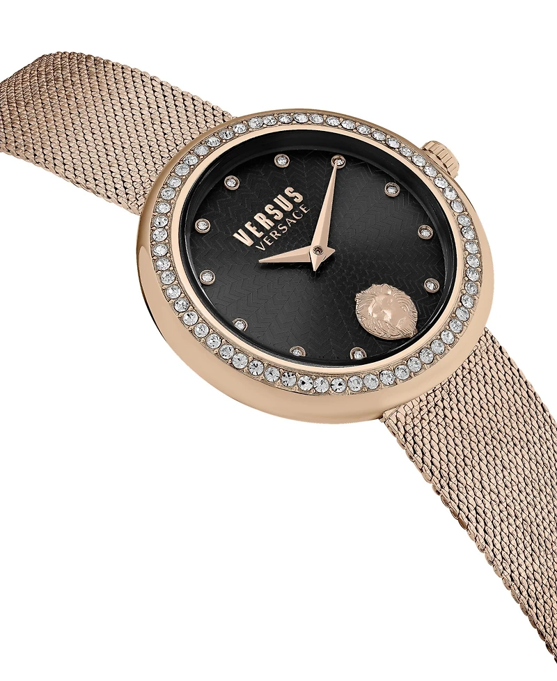 Versus Versace Women's Lea Crystal 2 Hand Quartz Rose Gold-Tone Stainless Steel Watch, 35mm