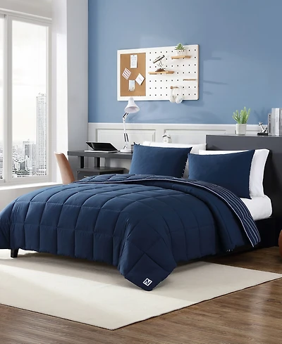 Nautica Longdale Solid Stripe Reversible 3 Piece Comforter Set, King