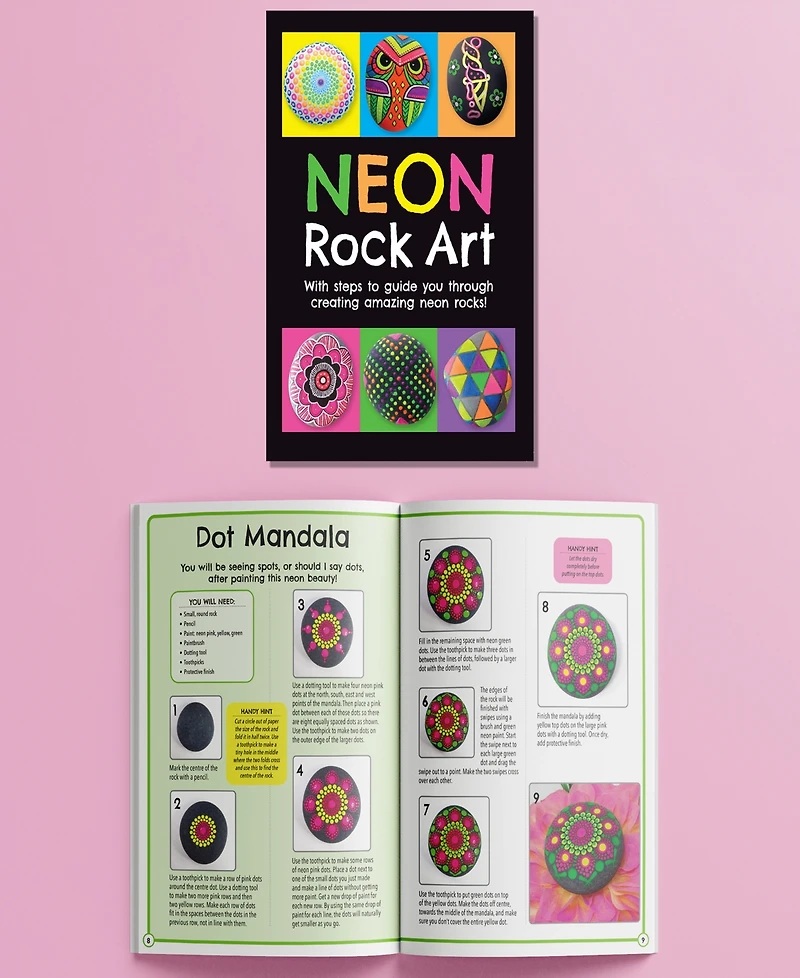 The Complete Neon Rock Art Kit Diy Rock Painting For Kids, Rocks, Brushes, Paint, Stencils included 19 Easy-To-Follow Projects