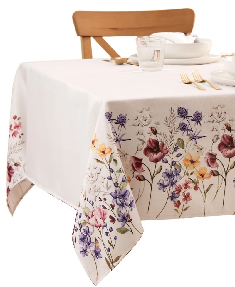 Poppy Wildflower Border Tablecloth 60" x 144"