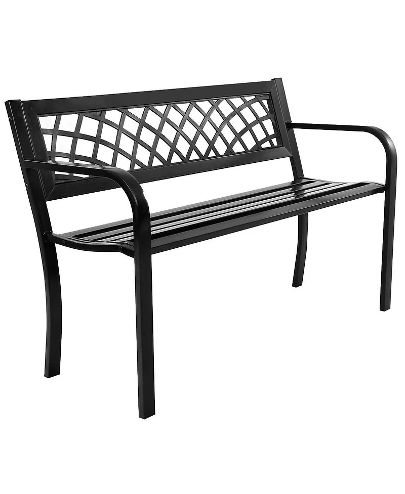 Costway Patio Park Garden Bench Porch Path Chair Outdoor Deck Steel Frame