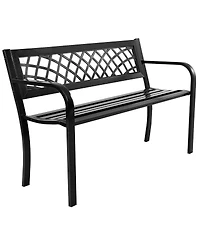Costway Patio Park Garden Bench Porch Path Chair Outdoor Deck Steel Frame