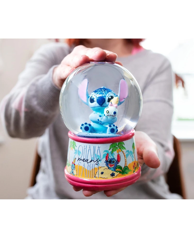 Disney Lilo & Stitch Ohana Light-Up Snow Globe with Swirling Glitter Display Decoration | Home Decor for Kids Room Essentials | Precious Keepsake, Cut