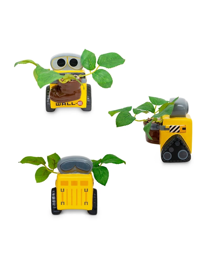 Silver Buffalo Disney Pixar Wall-e 4-Inch Ceramic Mini Planter With Artificial Succulent | Cute Small Flower Pot, Faux Indoor Plant For Desk Shelf
