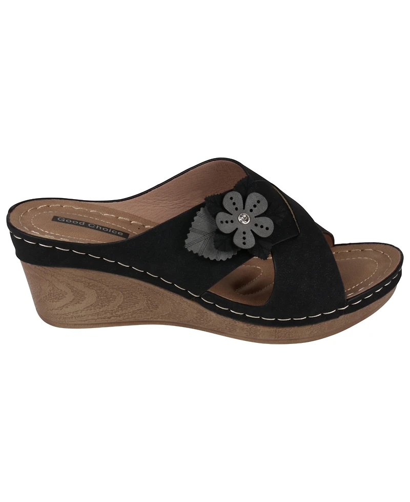 Gc Shoes Women's Selly Flower Wedge Sandals