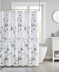 Madison Park Magnolia Floral Printed Burnout Shower Curtain, 72" x 72"