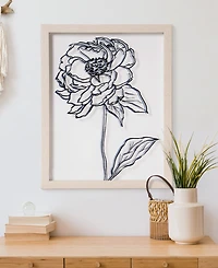American Art Decor Peony Sketch Printed Glass Wall Art, 12" x 15"