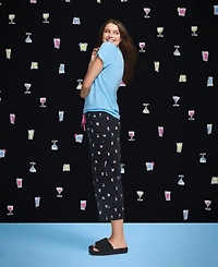 Hue Women's Sleepwell Printed Knit Capri Pajama Pant Made with Temperature Regulating Technology