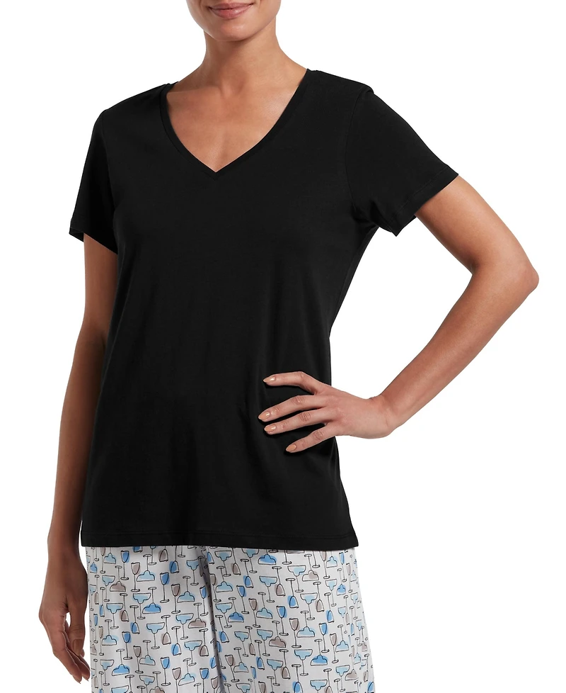 Hue Women' Sleepwell Solid / V-Neck T-Shirt with Temperature Regulating Technology