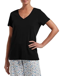 Hue Women' Sleepwell Solid / V-Neck T-Shirt with Temperature Regulating Technology