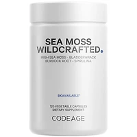 Codeage Raw Wildcrafted Irish Sea Moss Supplement, Spirulina Algae, Bladderwrack Seaweed, Burdock Root, Black Pepper, Non-gmo, 120 Capsules