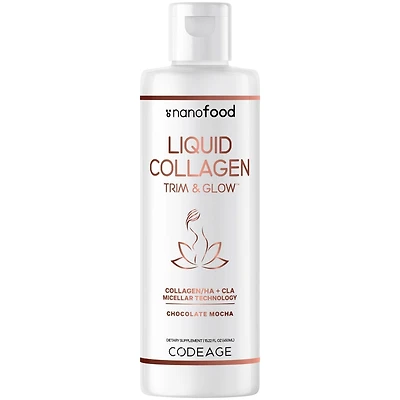 Codeage Liquid Collagen Supplement Chocolate Flavor, Beauty Trim & Glow Liposomal Collagen Peptides, Cla Conjugated Linoleic Acid, Hyaluronic Acid, Vi