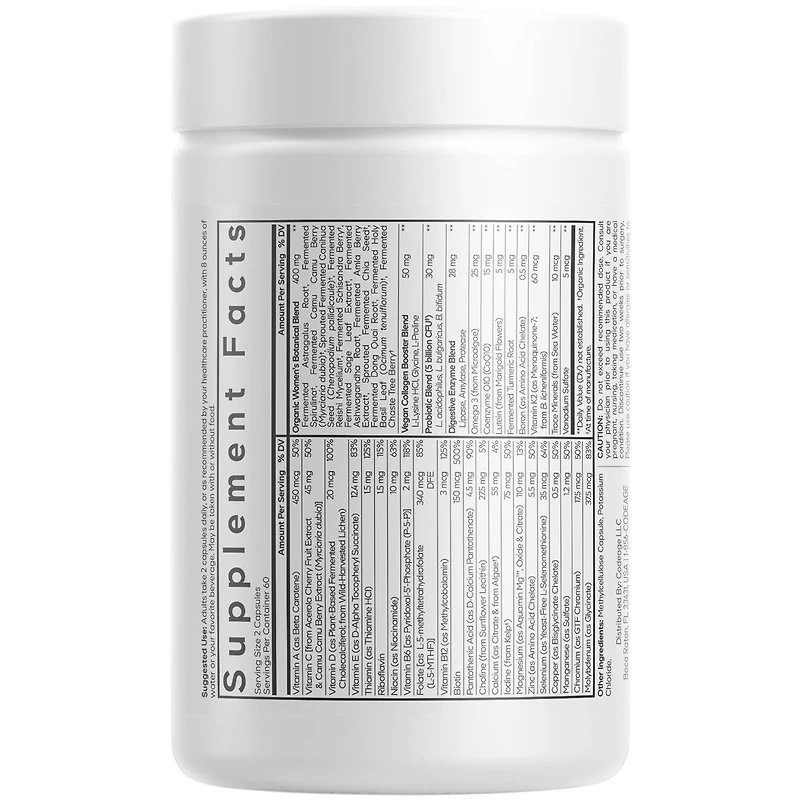 Codeage Women s Daily Multivitamin, 25+ Vitamins & Minerals, Fermented, Organic Whole Foods, Probiotics Supplement