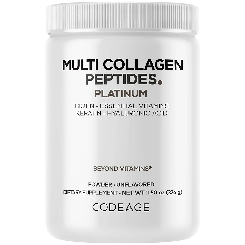 Codeage Multi Collagen for Women & Men Biotin 10000mcg Keratin, Protein Powder Vitamin C B6 D3, Hyaluronic Acid, Niacin
