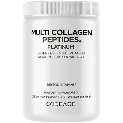 Codeage Multi Collagen for Women & Men Biotin 10000mcg Keratin, Protein Powder Vitamin C B6 D3, Hyaluronic Acid, Niacin