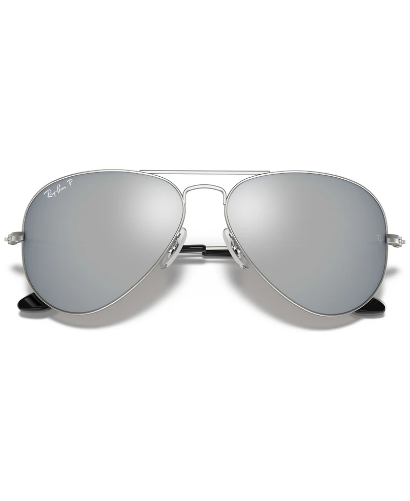 Ray-Ban Unisex Polarized Aviator Mirror Sunglasses, RB3025