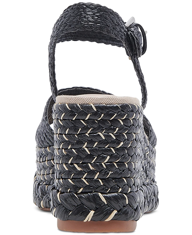 Dolce Vita Women's Tiago Raffia Ankle-Strap Espadrille Platform Wedge Sandals