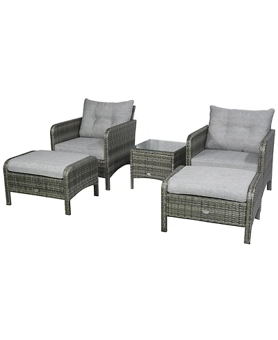 Outsunny 5pcs Outdoor Patio Furniture Set All Weather Wicker Conversation Set