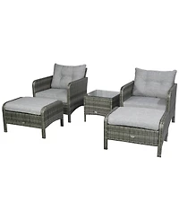Outsunny 5pcs Outdoor Patio Furniture Set All Weather Wicker Conversation Set