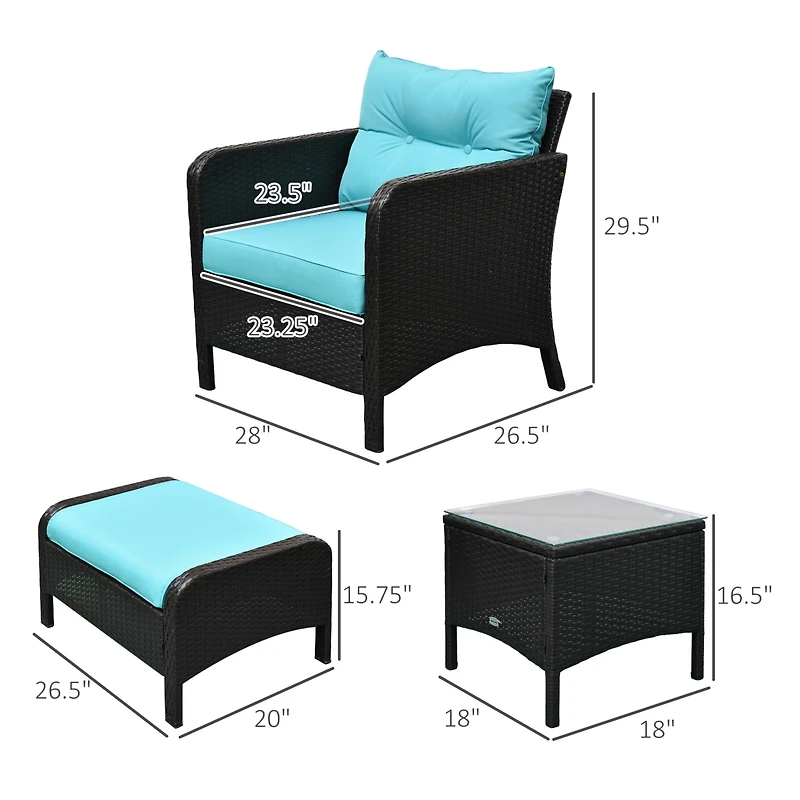 Outsunny 5pcs Outdoor Patio Furniture Set All Weather Wicker Conversation Set