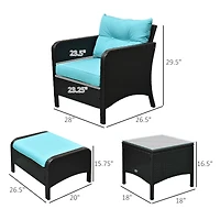 Outsunny 5pcs Outdoor Patio Furniture Set All Weather Wicker Conversation Set