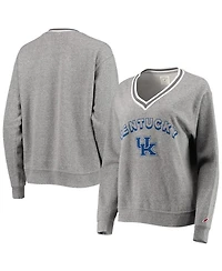 Women's League Collegiate Wear Heathered Gray Kentucky Wildcats Victory Springs Tri-Blend V-Neck Pullover Sweatshirt