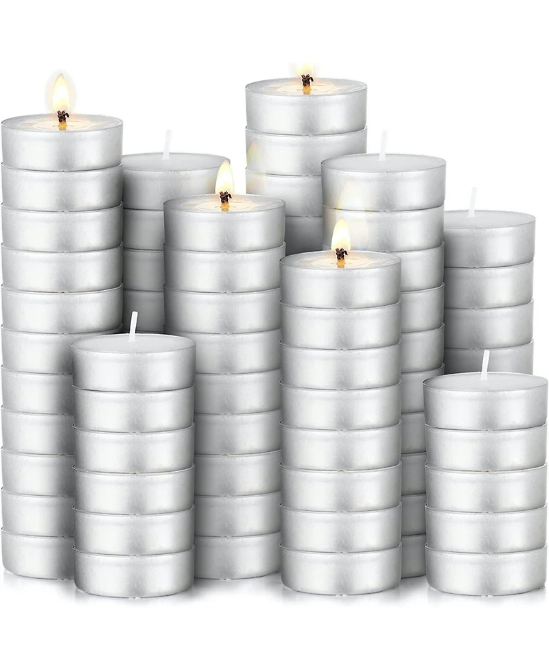 Pack Smokeless Unscented Long Burning Tea Lights Candles for Home