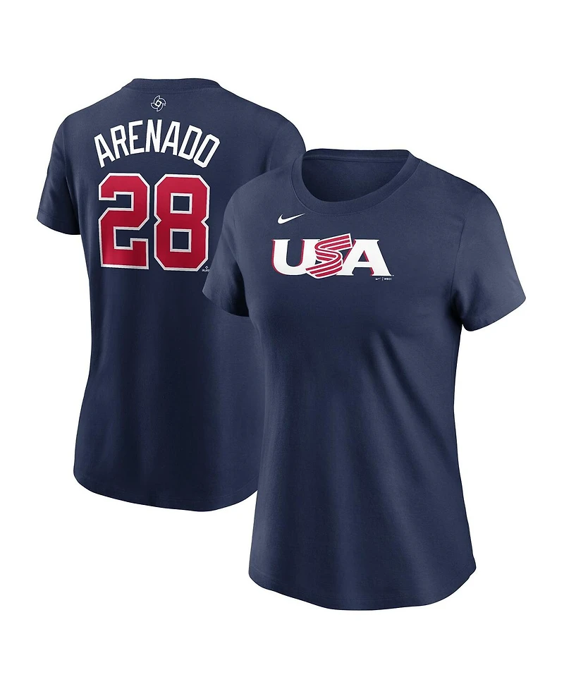 Women's Nike Nolan Arenado Navy Usa Baseball 2023 World Baseball Classic Name and Number T-shirt