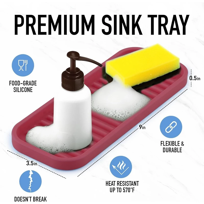 Zulay Kitchen Silicone Sponge Holder for Kitchen Sink
