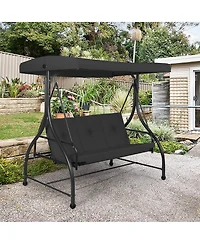 Costway Converting Outdoor Swing Canopy Hammock 3 Seats Patio Deck Furniture