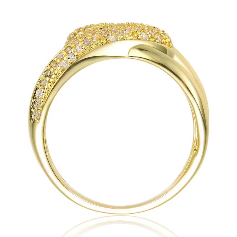 Ra 14K Gold Plated Round Cubic Zirconia Modern Bypass Ring