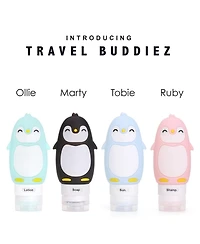 Kanga Care Travel Buddiez - Penguin Family (4 pack) Multicolored 3oz Silicone Reusable Bottles