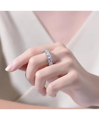 Ra White Gold Plated Heart Cubic Zirconia Band Ring