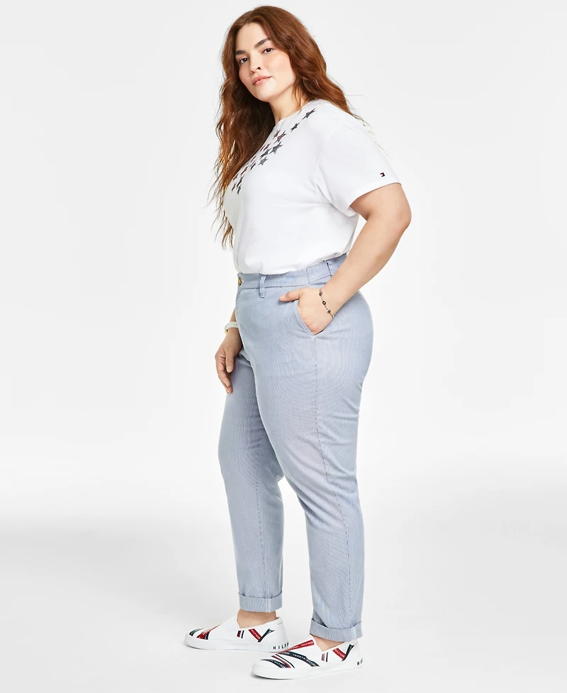 Tommy Hilfiger Plus Pinstripe Hampton Chino Pants, Created for Macy's