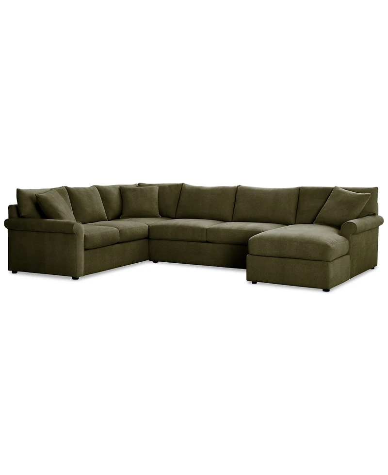 Closeout! Wrenley 138" 3-Pc. Fabric Sectional Chaise Sofa, Created for Macy's