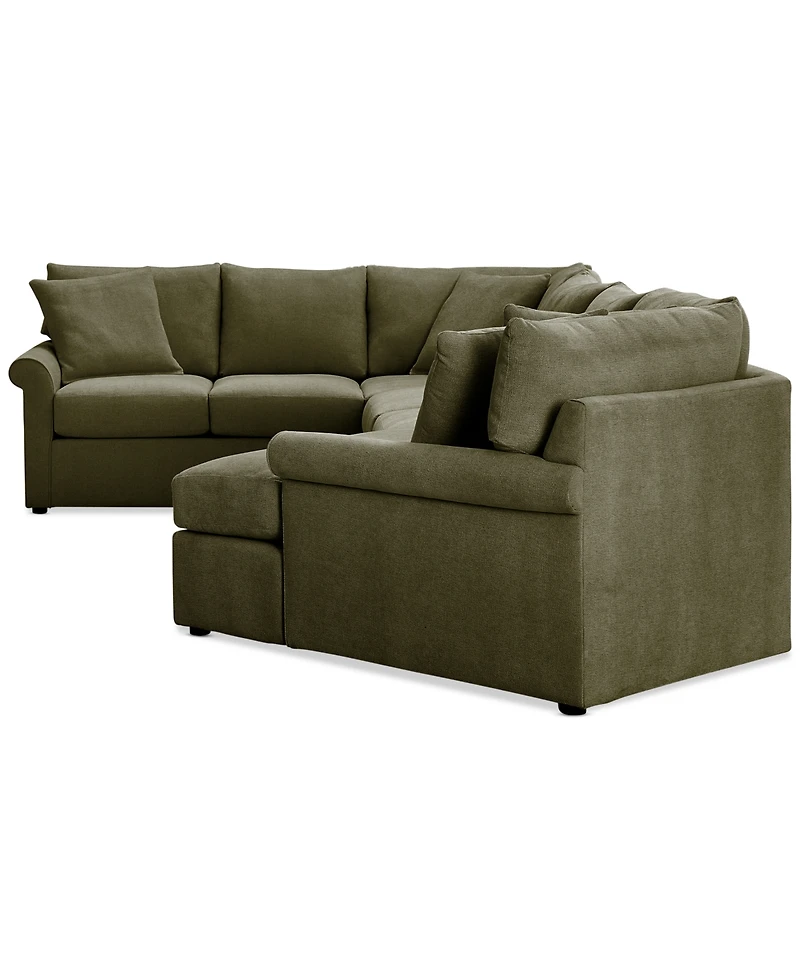 Closeout! Wrenley 170" 3-Pc. Fabric Sectional Cuddler Chaise Sofa, Created for Macy's