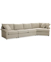 Closeout! Wrenley 166" 3-Pc. Fabric Cuddler Chaise Sectional Sofa, Created for Macy's