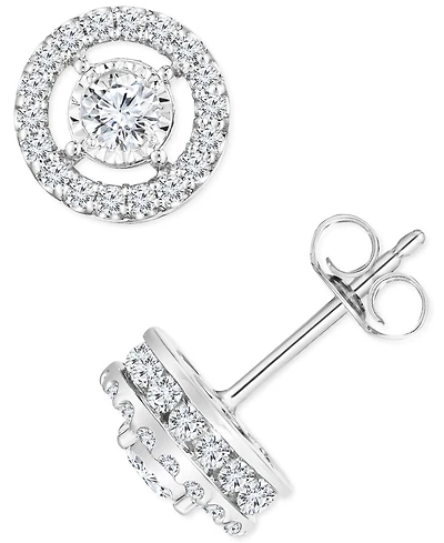 TruMiracle Diamond Halo Stud Earrings (1 ct. t.w.) in 14k White Gold