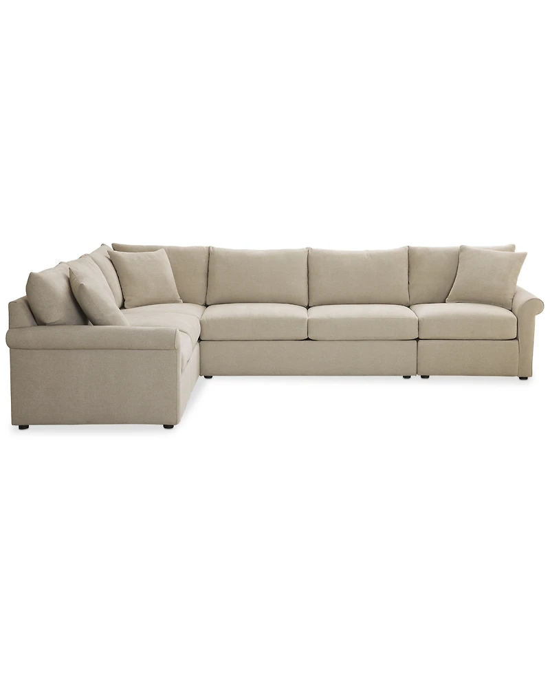 Closeout! Wrenley 137" 5-Pc. Fabric L-Shape Modular Sectional Sofa, Created for Macy's