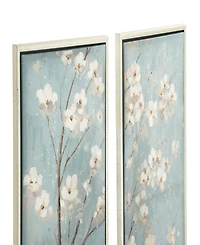 Rosemary Lane Canvas Cherry Blossom Floral Framed Wall Art with Silver-Tone Frame Set of 2, 20" x 59"