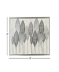 Rosemary Lane Canvas Leaf Framed Wall Art with Silver-Tone Frame, 55" x 1" x 27"