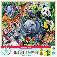 Masterpieces Wood Fun Facts Safari Friends 48 Piece Wood Jigsaw Puzzle