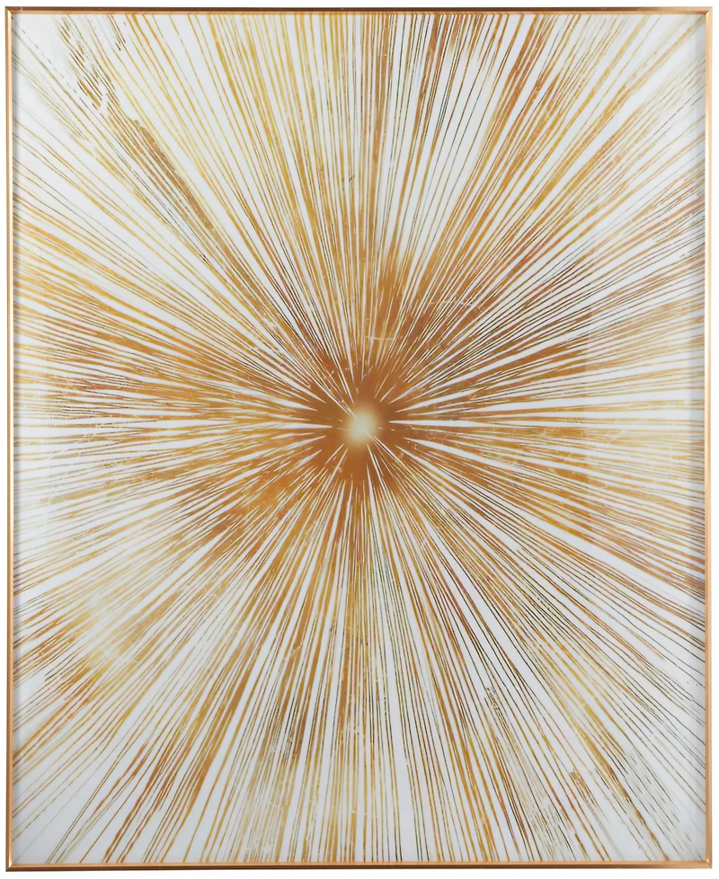CosmoLiving by Cosmopolitan Porcelain Radial Starburst Framed Wall Art with Gold-Tone Aluminum Frame, 39.50" x 2" x 39.50"