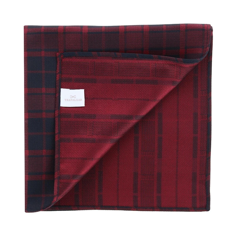 Trafalgar Men's Kincade Red Blackwatch Plaid Silk Pocket Square