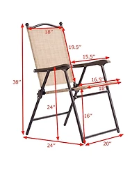 Costway Set of 2 Patio Folding Sling Back Chairs Camping Deck Garden Beach