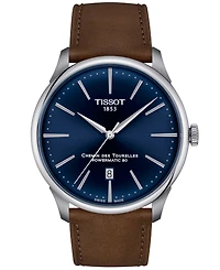 Tissot Men's Swiss Automatic Chemin des Tourelles Powermatic 80 Brown Leather Strap Watch 42mm