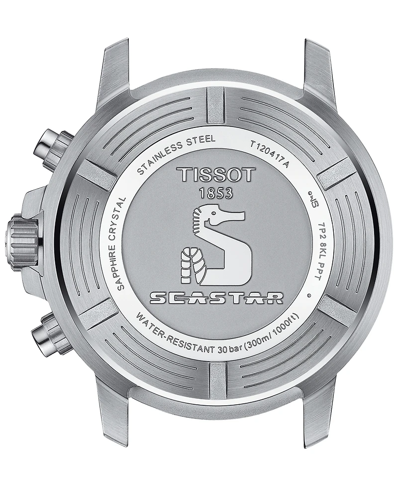 Tissot Men's Swiss Chronograph Seastar 1000 Gray Textile Strap Watch 46mm