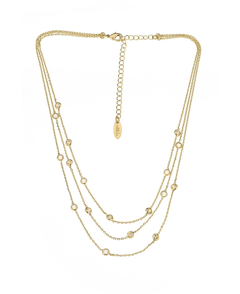 Ettika Perfect Cubic Zirconia Dotted 18K Gold Plated Layered Necklace